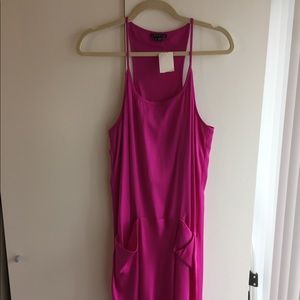 Silky pink Theory slip dress with pockets